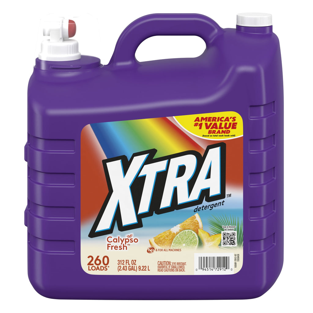 (4 pack) Xtra Liquid Laundry Detergent Soap, Calypso Fresh Scent, 312 fl oz, 260 Loads