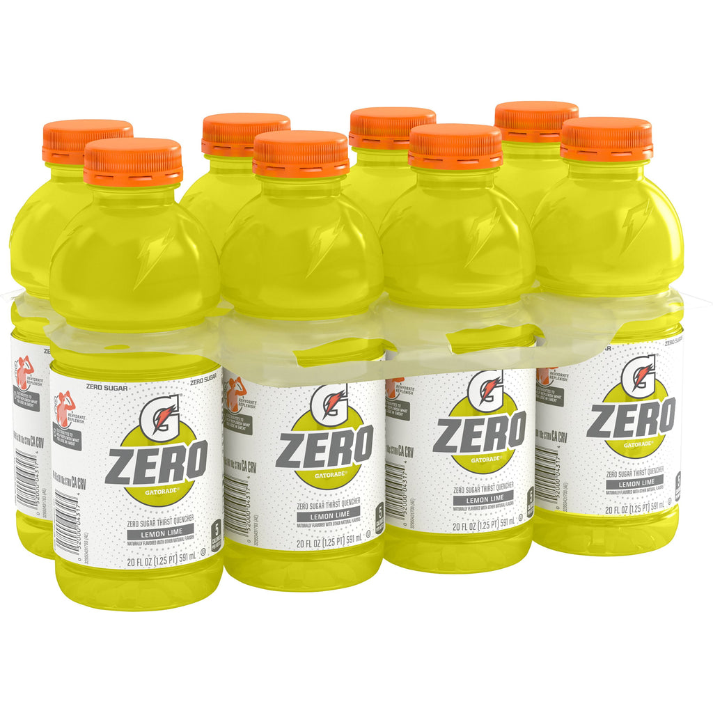 Gatorade Zero Sugar Thirst Quencher Glacier Cherry Sports Drinks, 20 fl oz, 8 Count Bottles