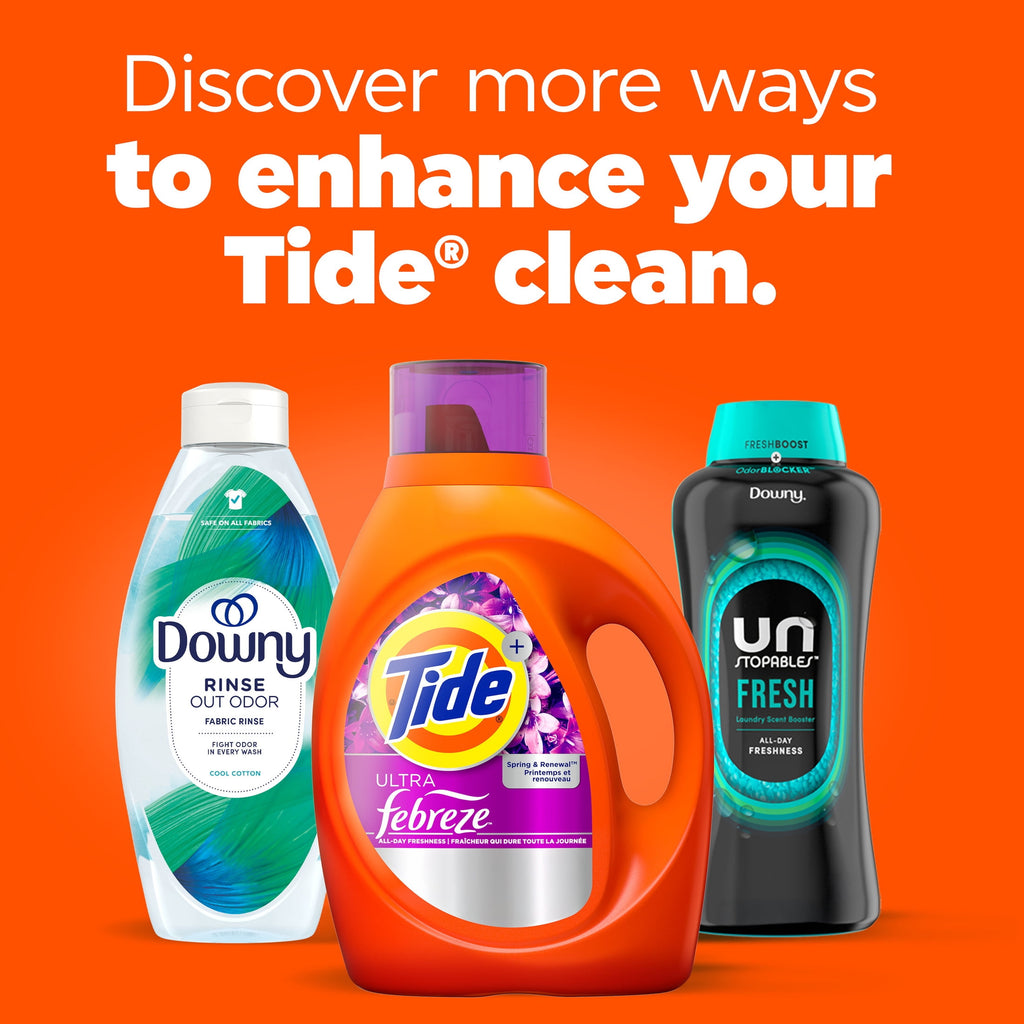 Tide Liquid Laundry Detergent, Ultra Febreze Spring and Renewal Scent, 92 fl oz, 65 Loads
