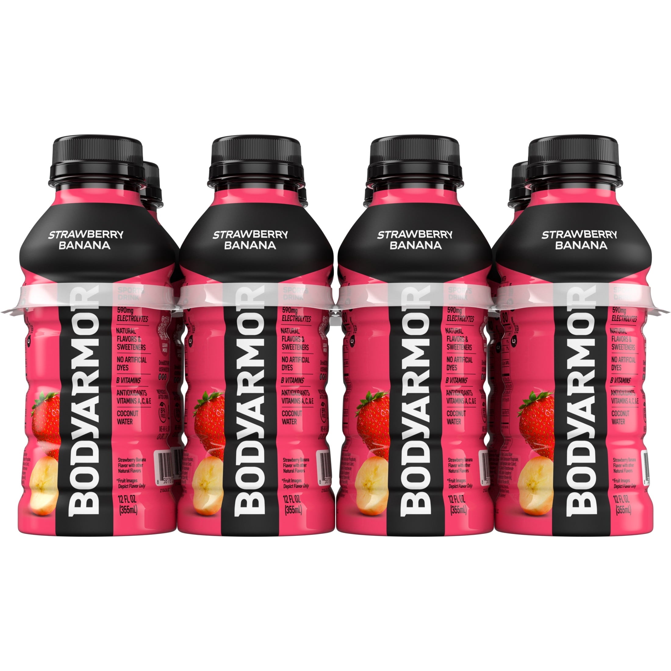 BODYARMOR Strawberry Banana Sports Drink Bottles, 12 fl oz, 8 Pack
