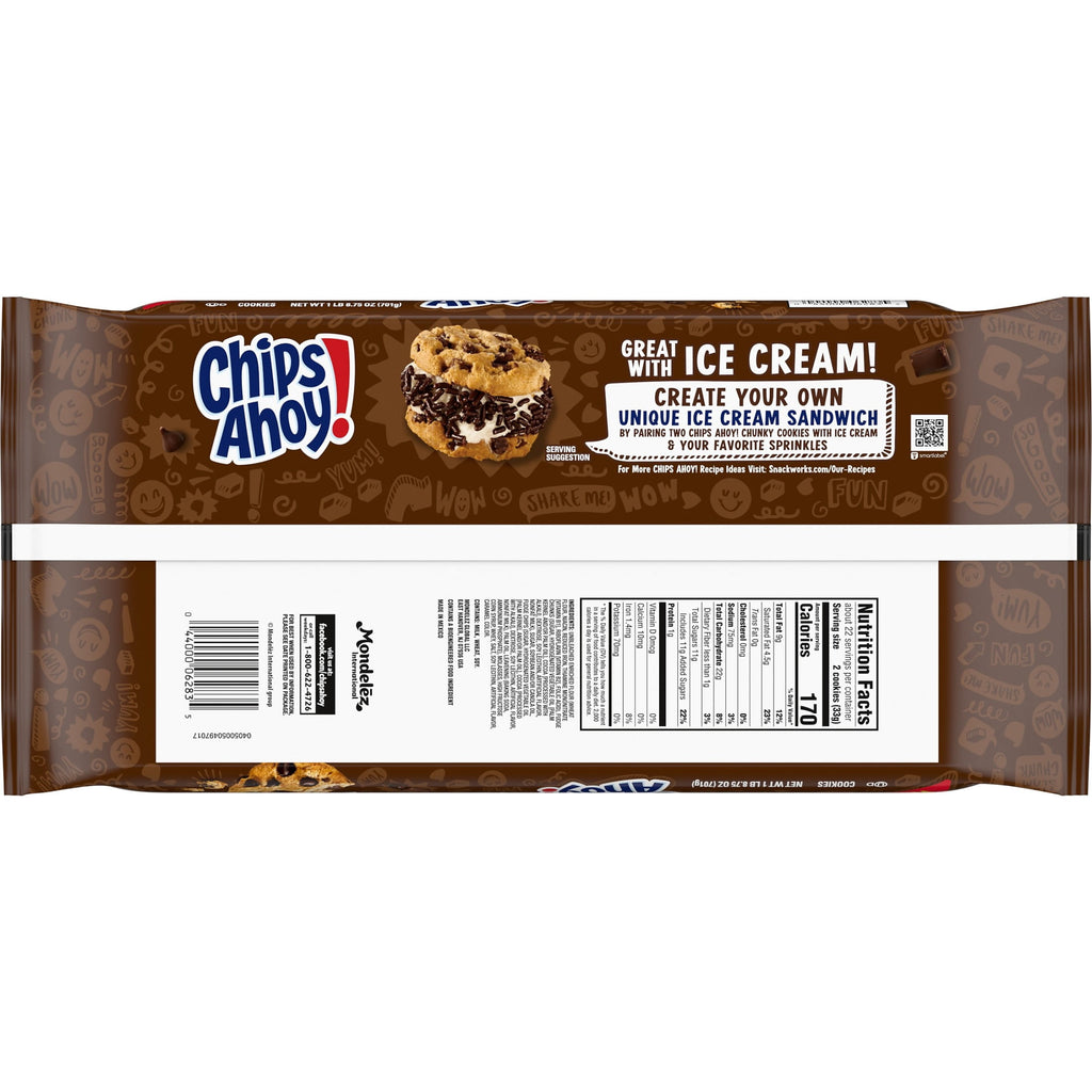CHIPS AHOY! Chunky Fudgy Chocolate Chip Cookies, Party Size, 24.75 oz