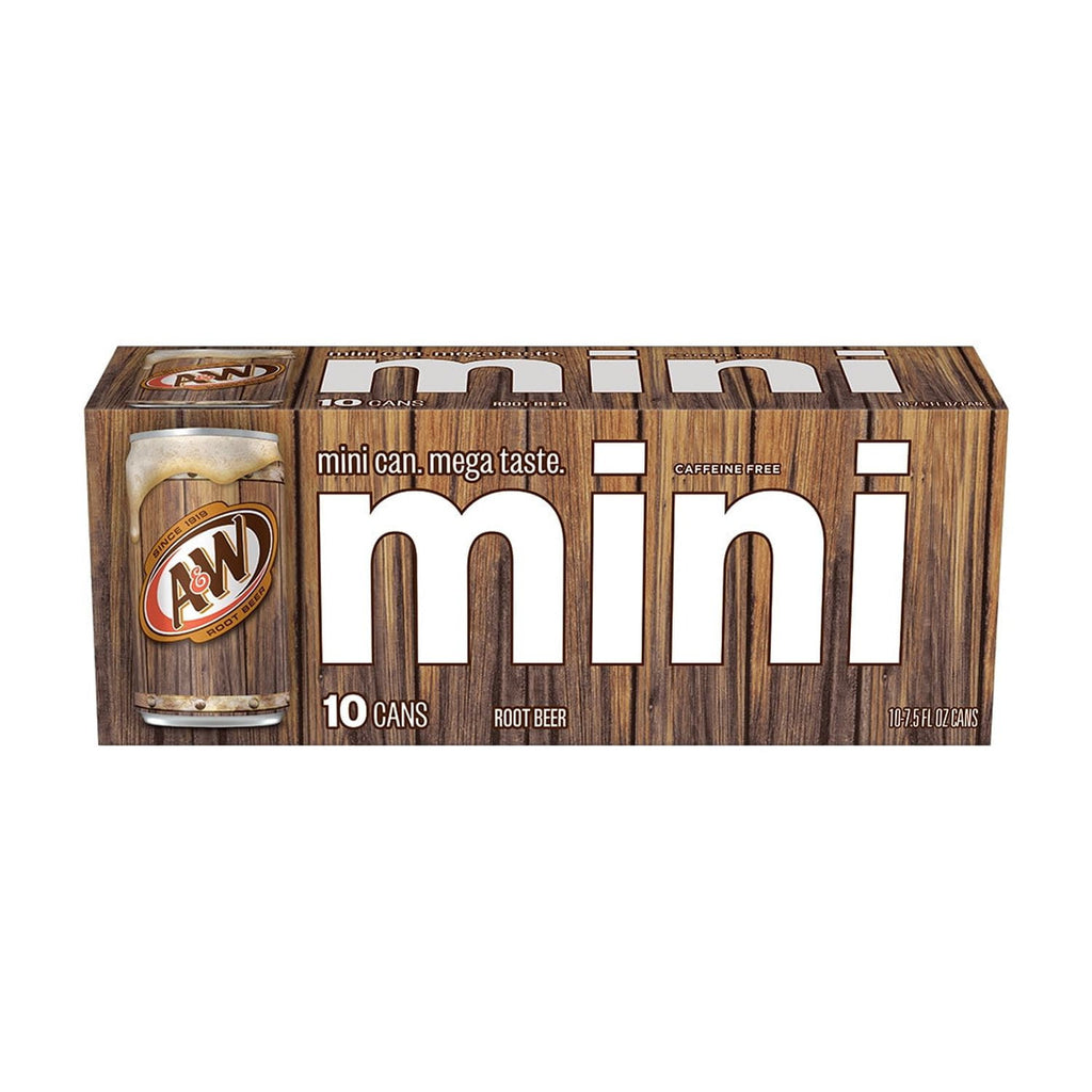 A&W Root Beer Soda Pop, 7.5 fl oz, 10 Pack Cans