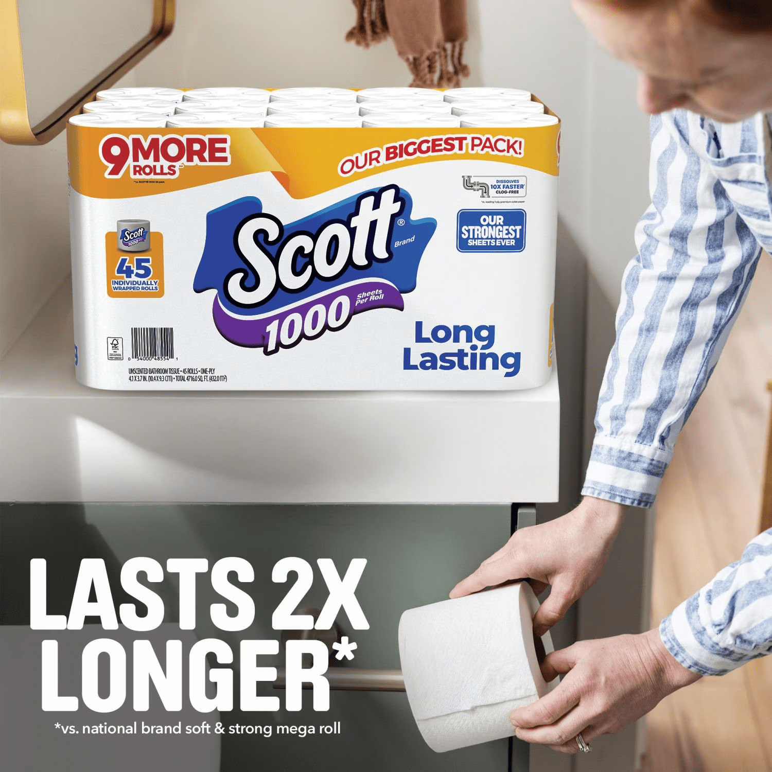 Scott 1000 1-Ply Toilet Paper 45 rolls