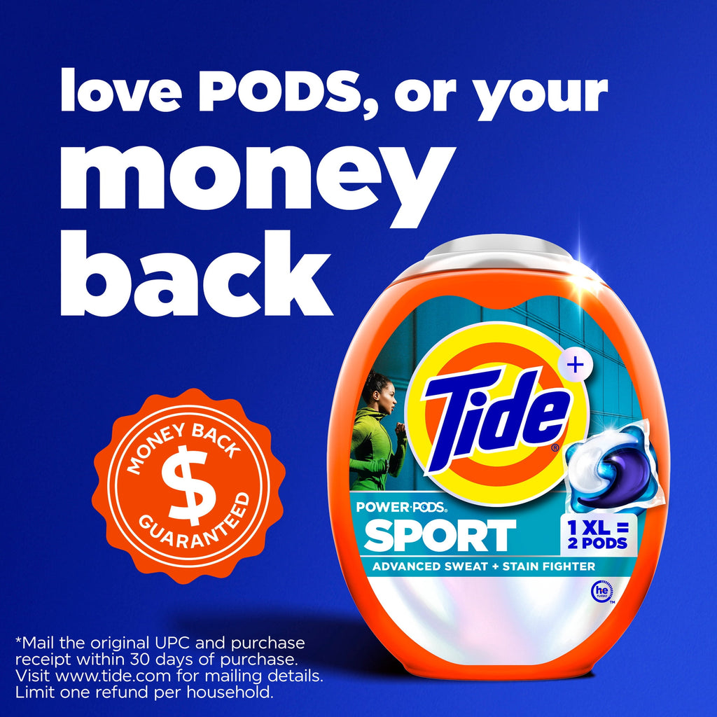 Tide Power Pods Laundry Detergent Soap Packs with Febreze, Sport Odor Defense, 45 Count