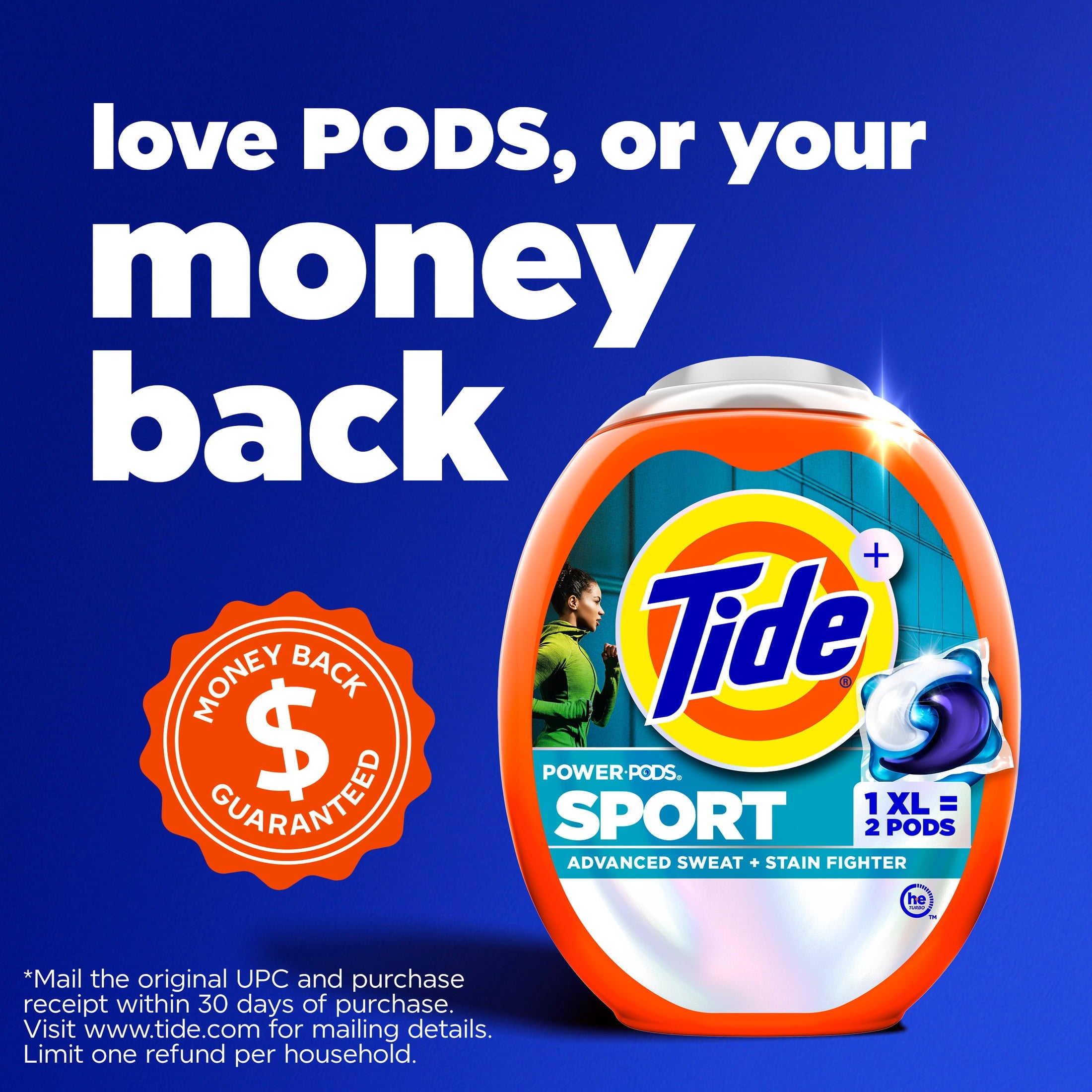 Tide Power Pods Laundry Detergent Soap Packs with Febreze, Sport Odor Defense, 45 Count