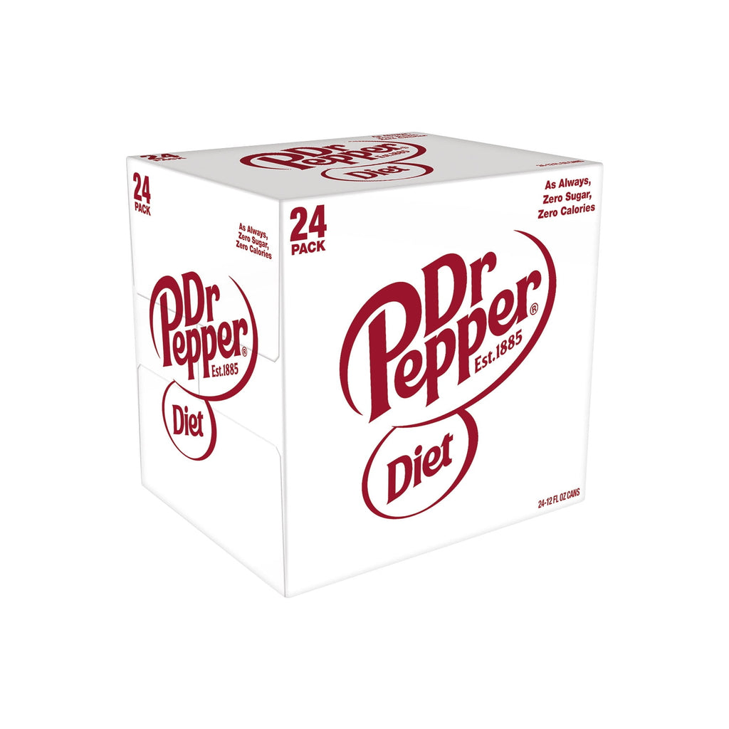 Diet Dr Pepper Soda Pop, 12 fl oz, 24 Pack Cans