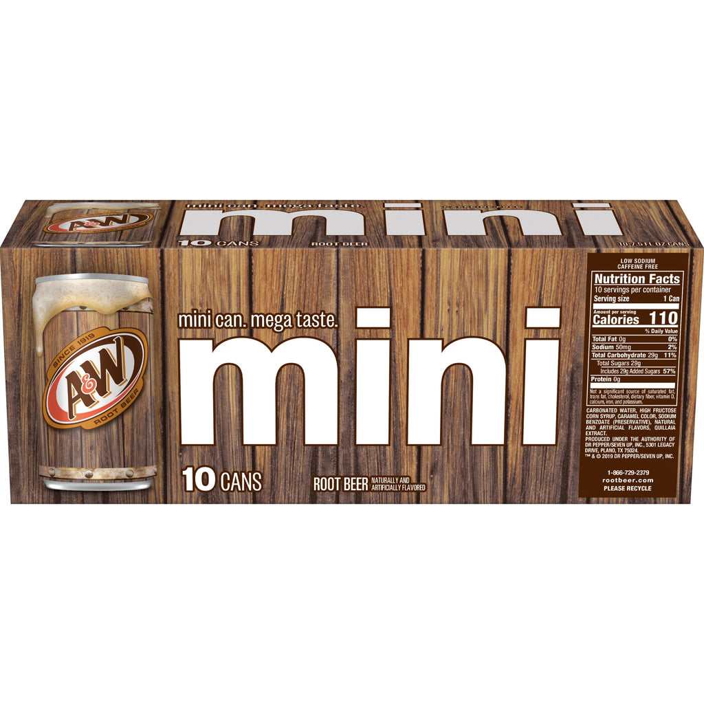 A&W Root Beer Soda Pop, 7.5 fl oz, 10 Pack Cans