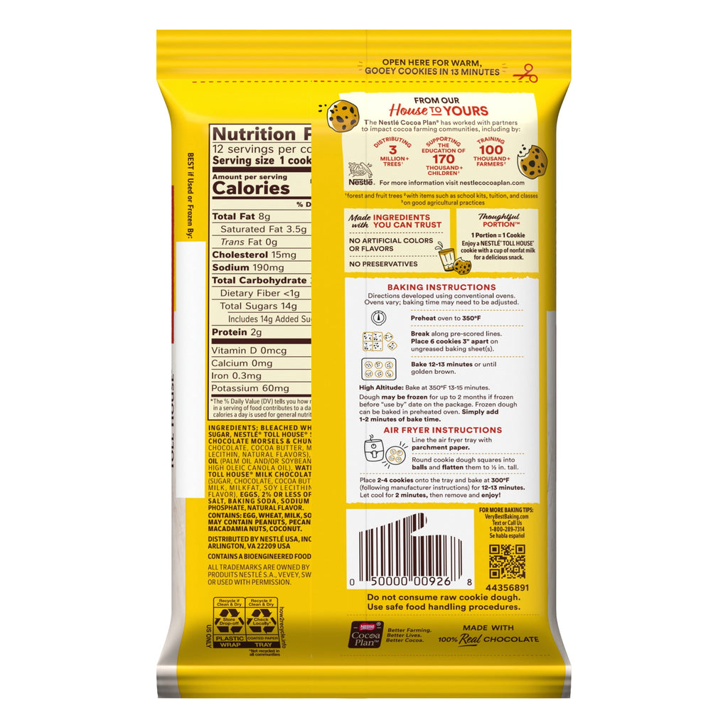 Nestle Toll House Chocolate Chip Lovers Cookie Dough, Makes 12 Cookies, 16 oz