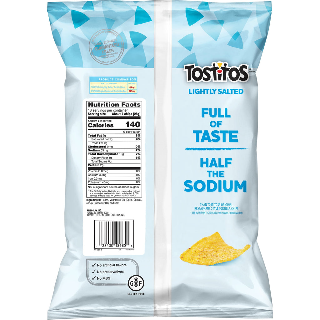 Tostitos Lightly Salted Restaurant Style Tortilla Chips, 13 oz Bag