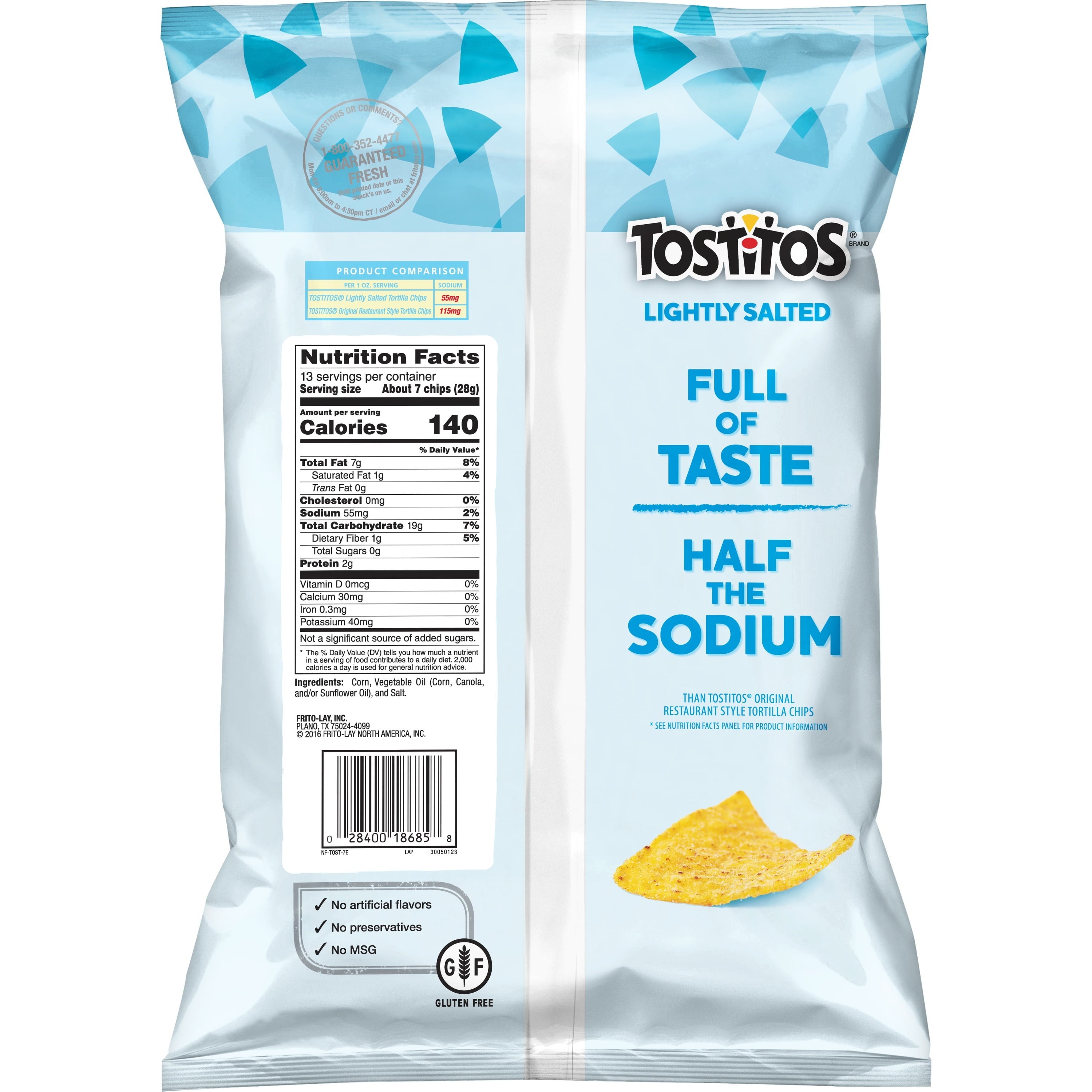 Tostitos Lightly Salted Restaurant Style Tortilla Chips, 13 oz Bag