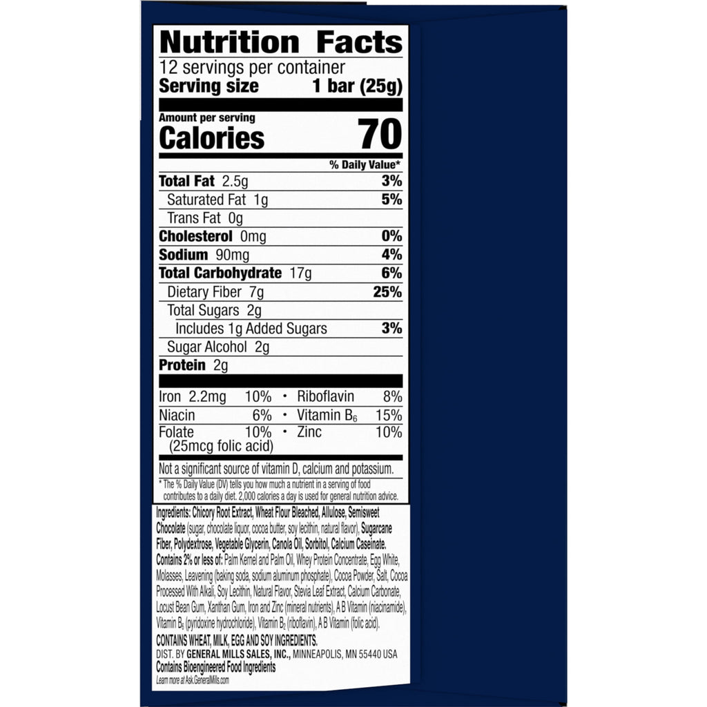 Fiber One Soft Baked Chocolate Chip Cookie Bars, Fiber Snacks, Value Pack, 12 Ct, 10.6 oz