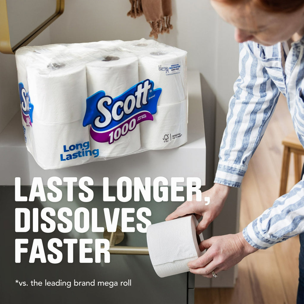 Scott 1000 Toilet Paper, 20 Rolls, 1,000 Sheets Per Roll