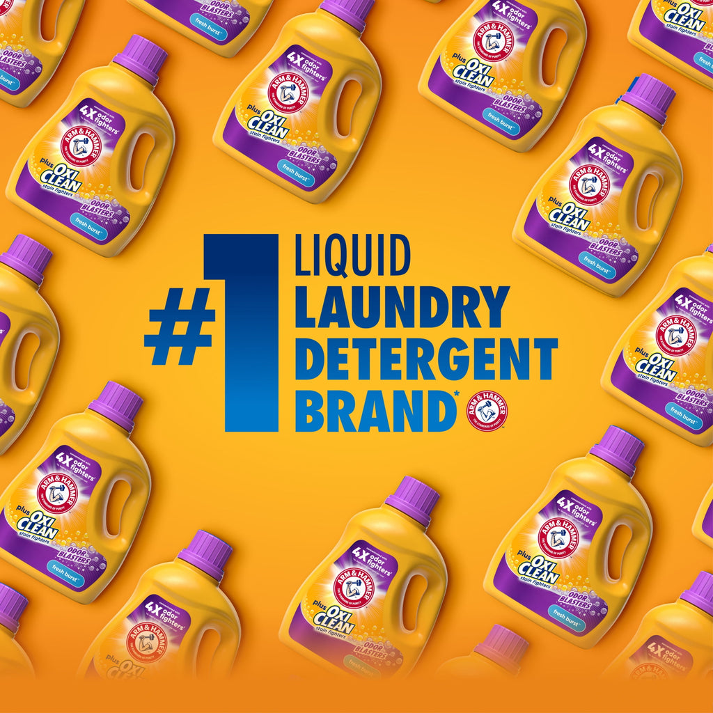 ARM & HAMMER Plus OxiClean with Odor Blasters Liquid Detergent, Fresh Burst, 158.6 Fl Oz
