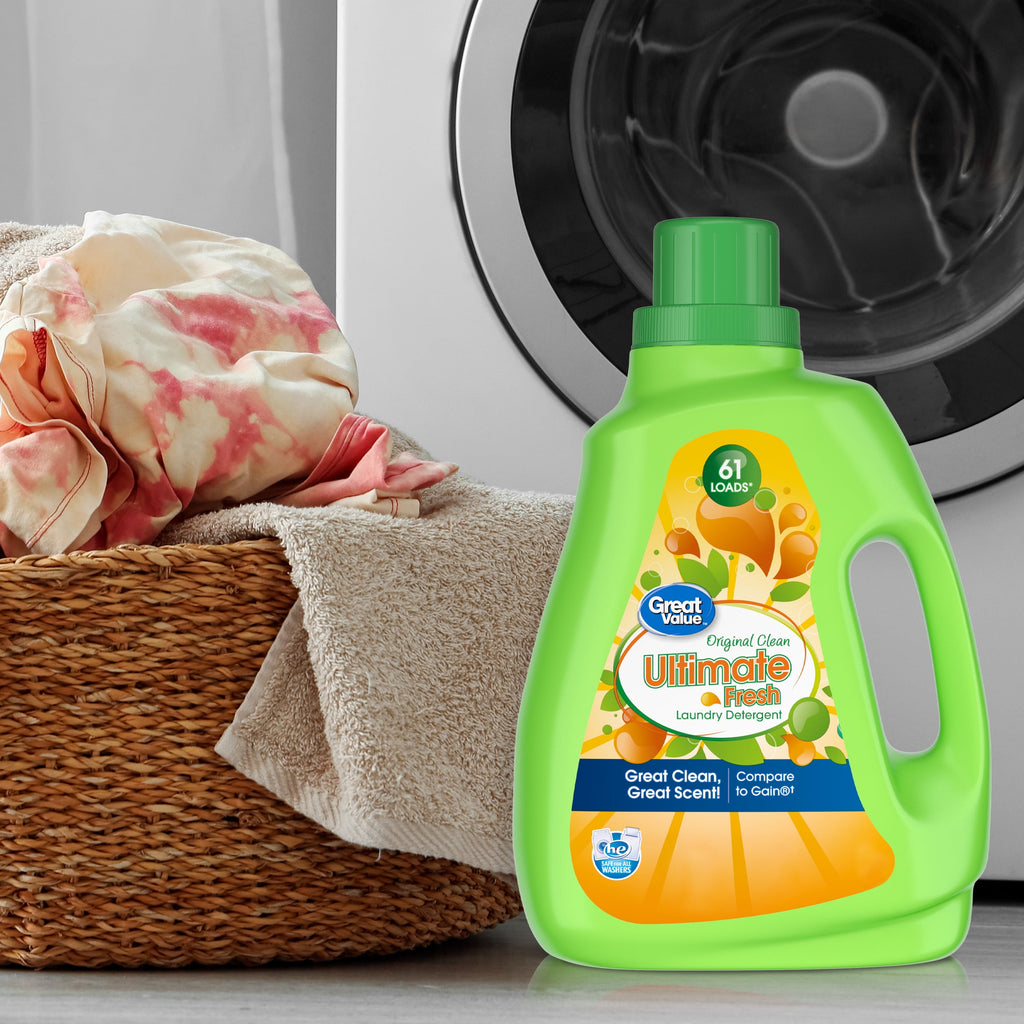 Great Value Ultimate Fresh Laundry Detergent, Original Clean, 88 fl oz, 61 Loads