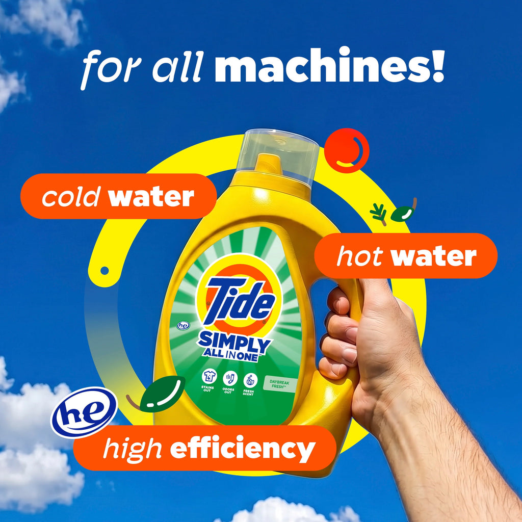 Tide Simply Liquid Laundry Detergent, All-In-One, Daybreak Fresh Scent, 173 fl oz, 138 Loads