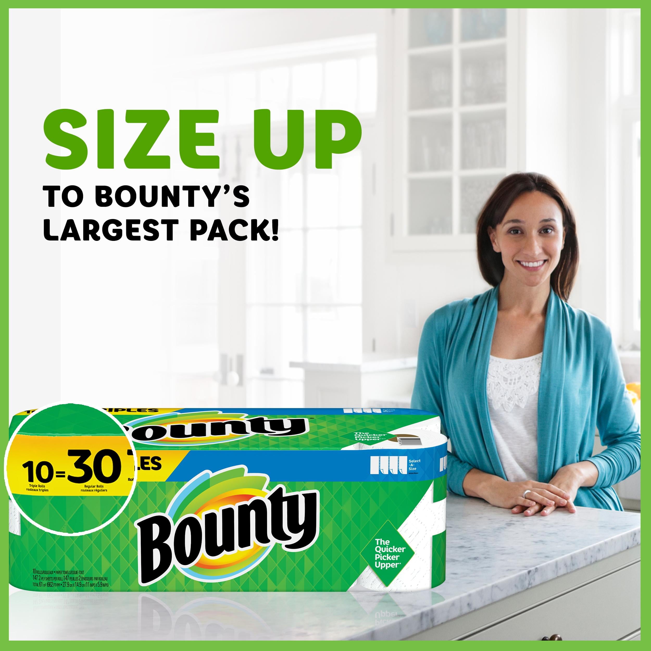 Bounty Select-A-Size Paper Towels, White, 2 Double Rolls