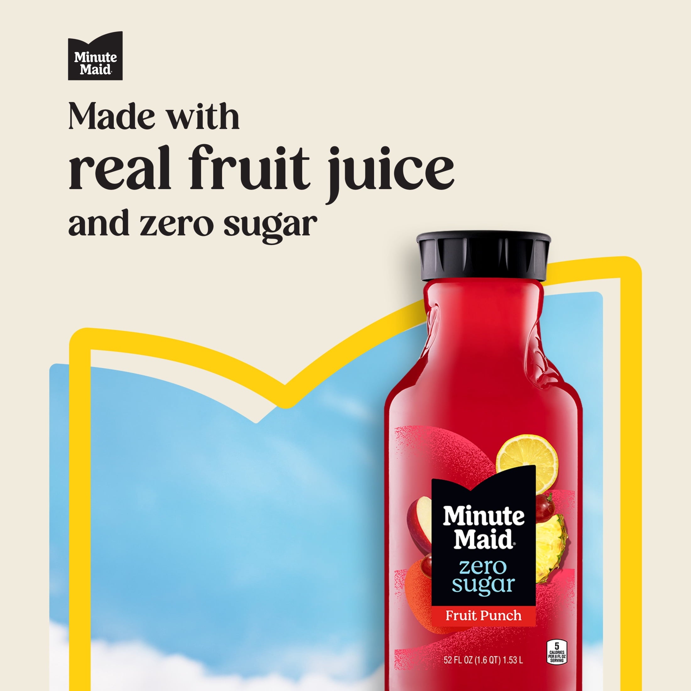 Minute Maid Zero Sugar Fruit Punch Juice Drink Bottle, 52 fl oz