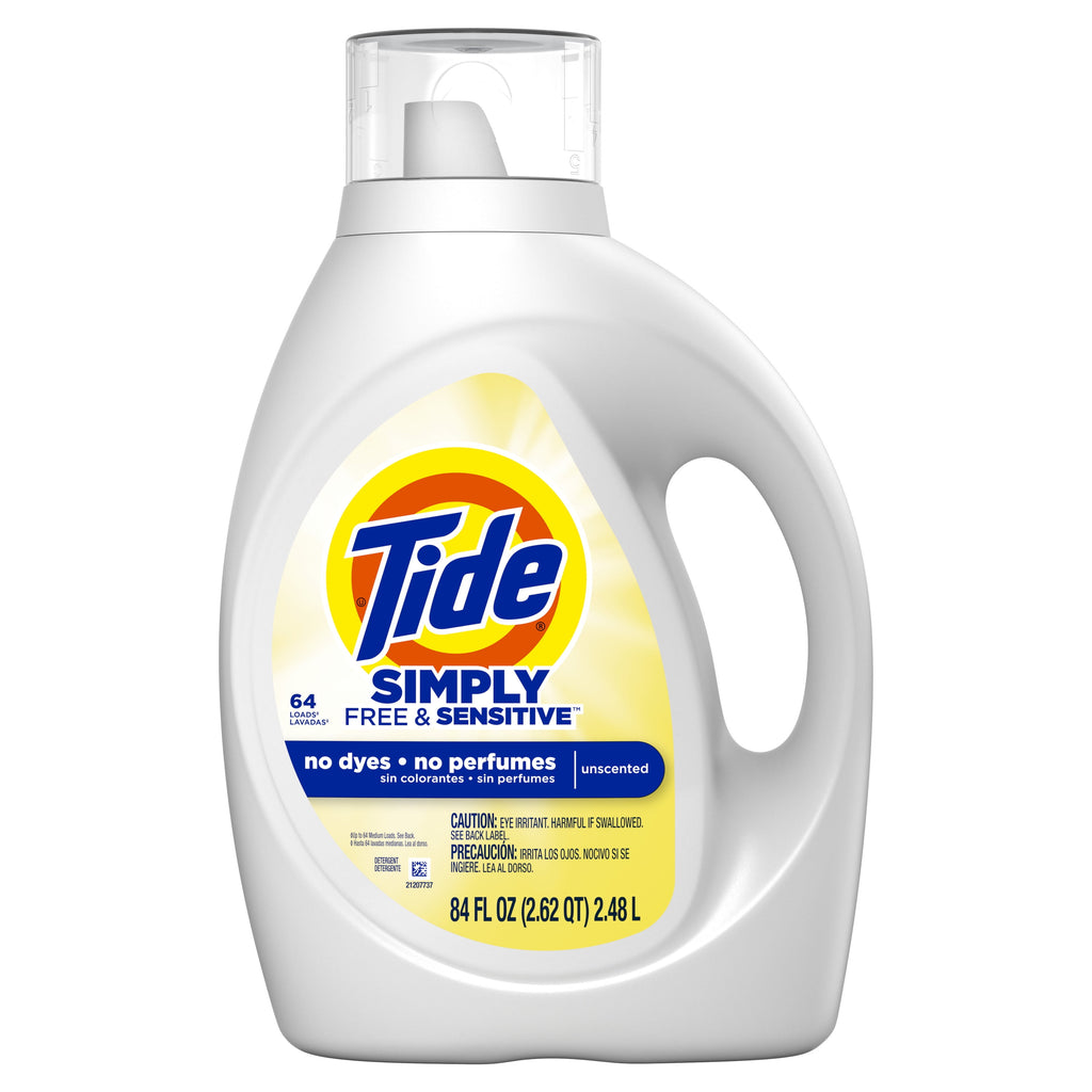 Tide Simply Liquid Laundry Detergent, Free & Sensitive, 84 fl oz, 64 Loads