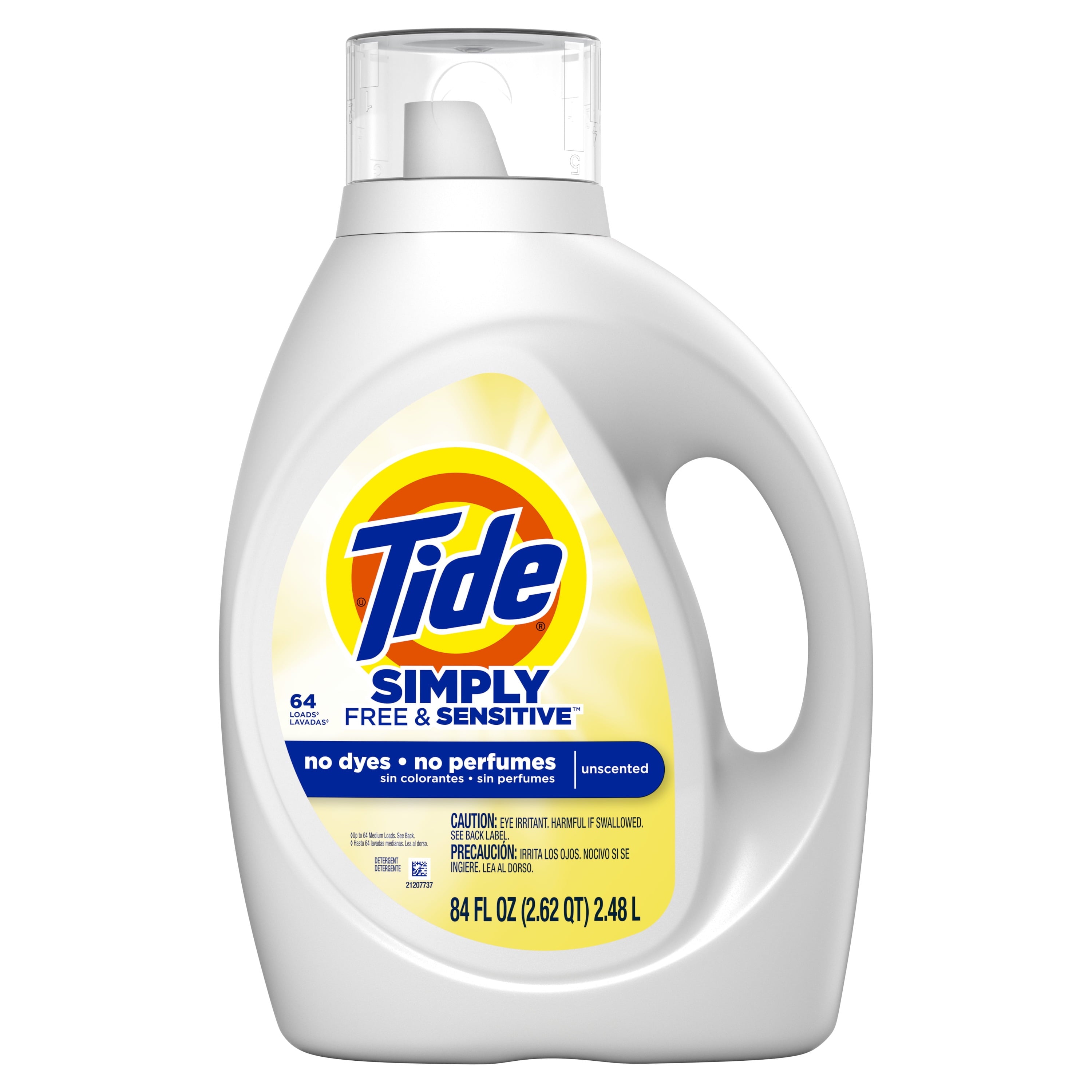 Tide Simply Liquid Laundry Detergent, Free & Sensitive, 84 fl oz, 64 Loads