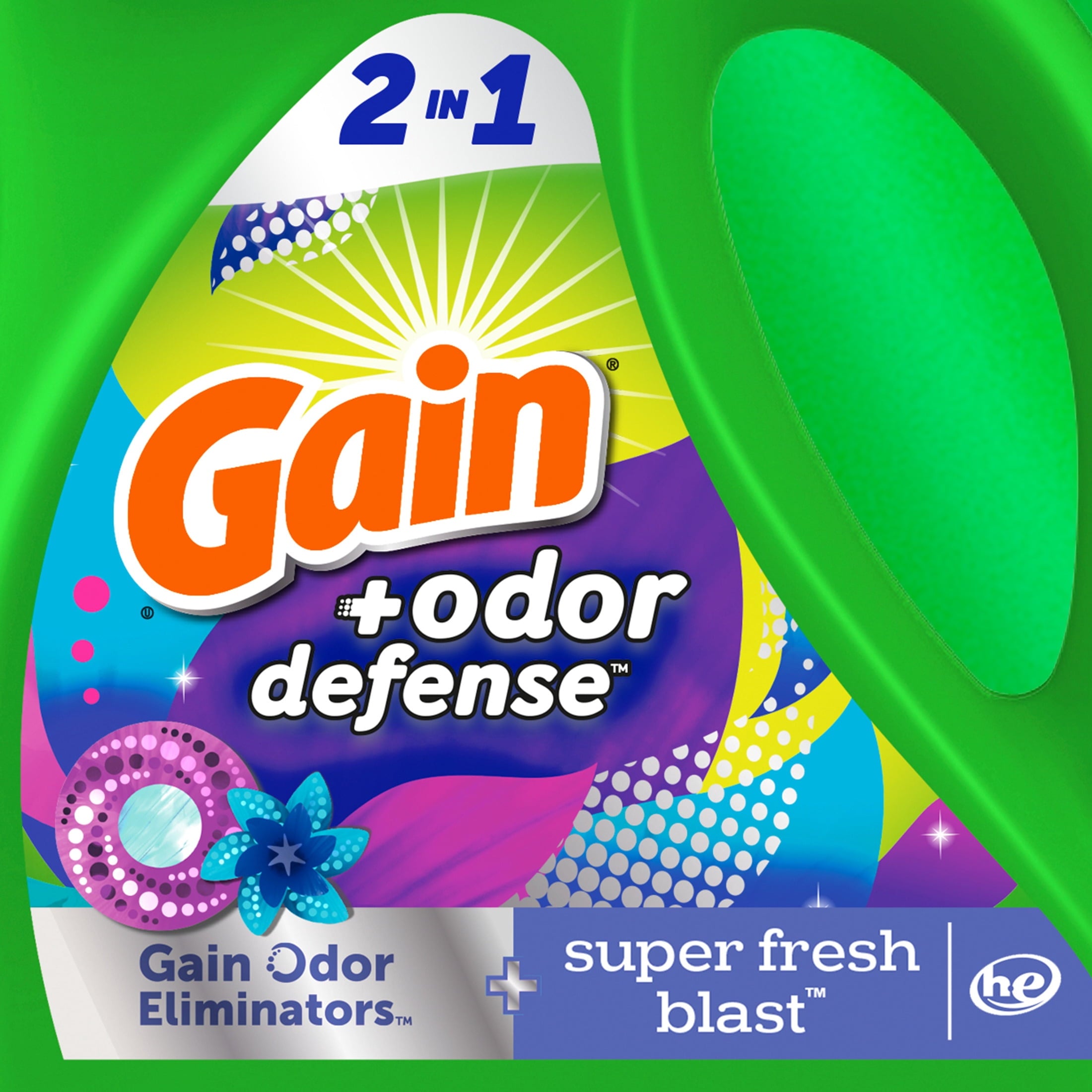 Gain Liquid Laundry Detergent Odor Defense, Super Fresh Blast Scent, 194 fl oz, 134 Loads