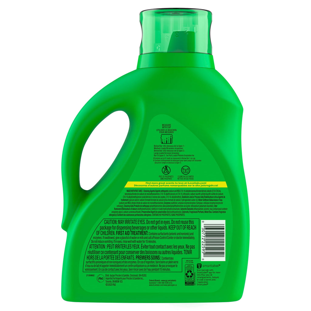 (2 pack) Gain Laundry Detergent Liquid, Now with Odor Defense, Island Fresh Scent, 81 fl oz, 61 Loads