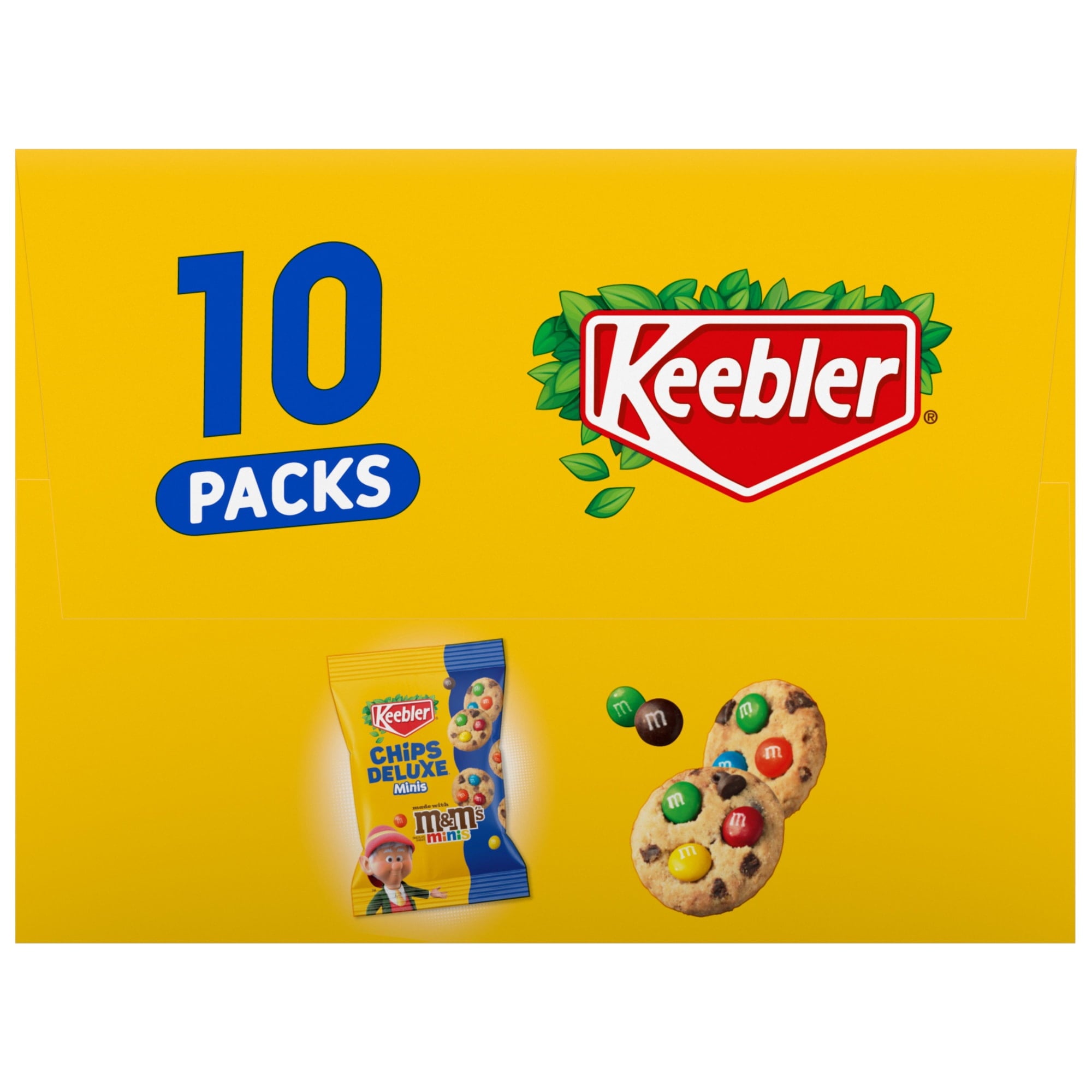 Keebler Chips Deluxe Minis Made with M&M’s, Chocolate Chip Cookies, 1 oz Pouches, 10 Count