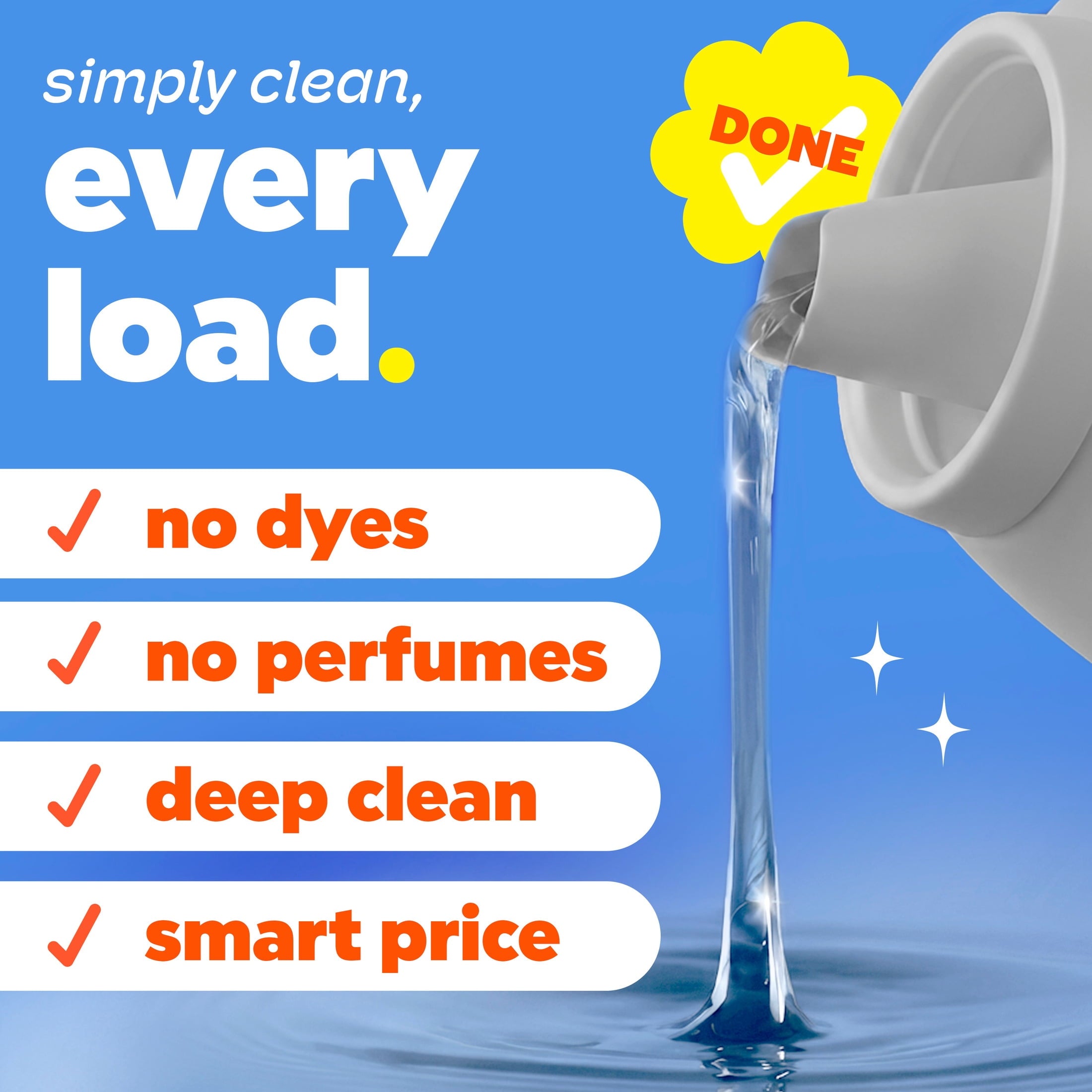 Tide Simply Liquid Laundry Detergent, Free & Sensitive, 138 Loads, 173 fl oz