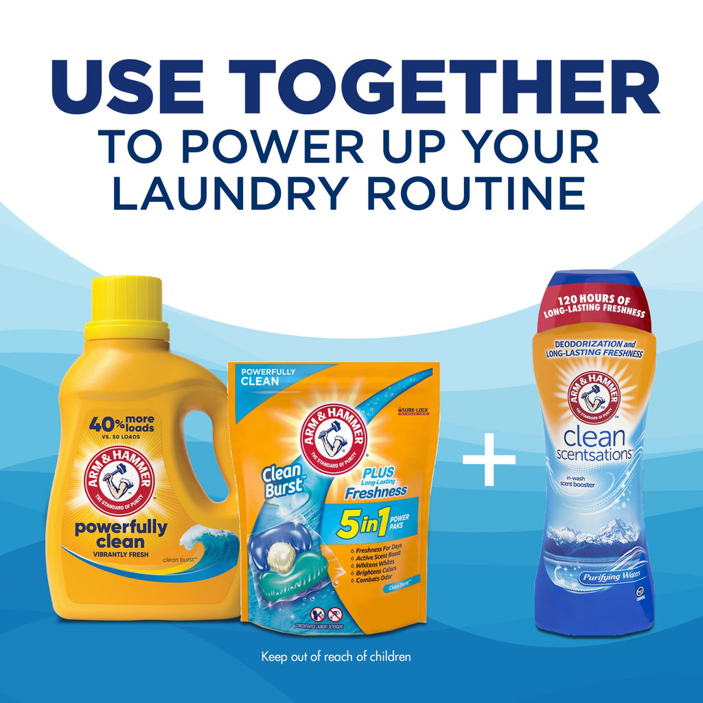 ARM & HAMMMER Liquid Laundry Detergent Soap, Clean Burst Fresh, 33 fl oz, 33 Loads