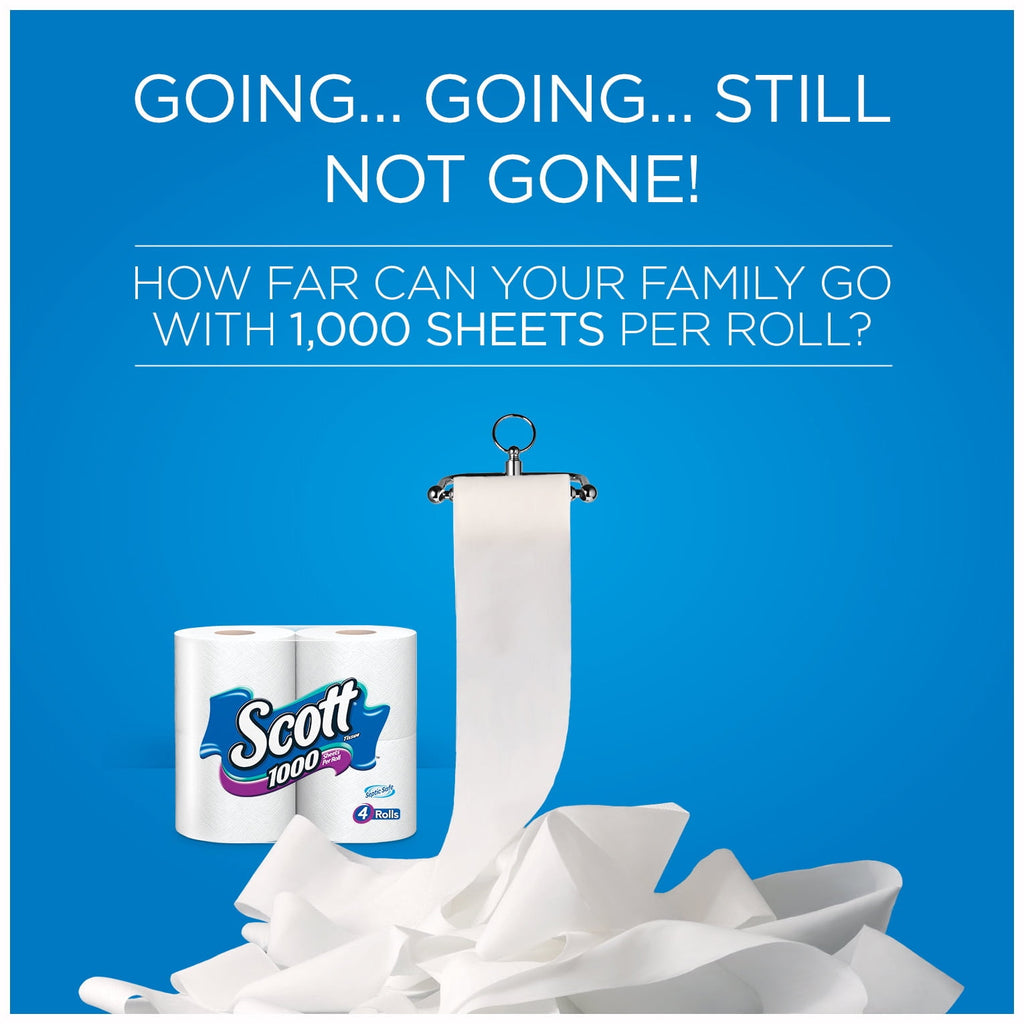 Scott 1000 Toilet Paper, 20 Rolls, 1,000 Sheets Per Roll (20,000 Total)