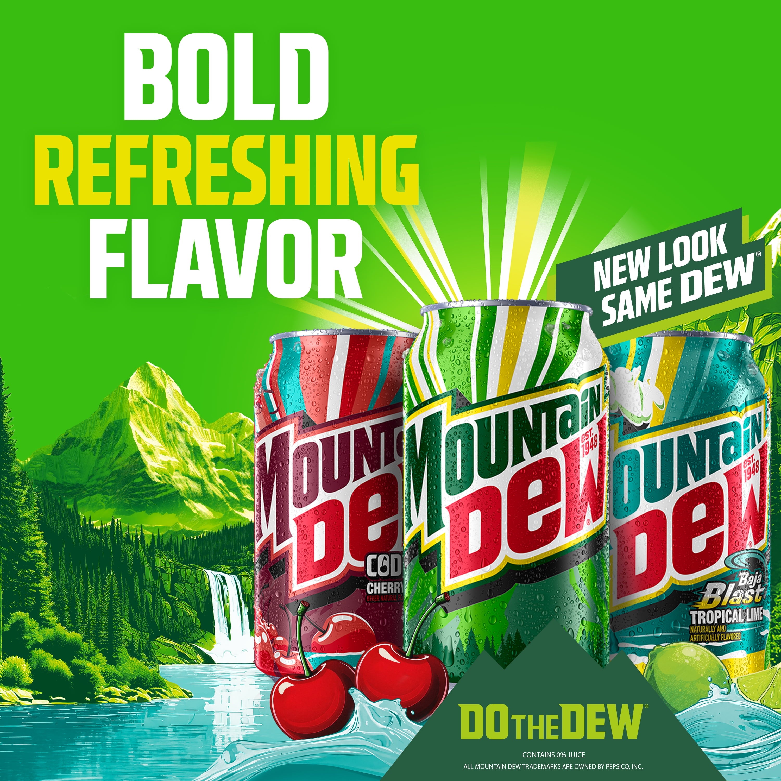Mountain Dew Zero Sugar Baja Blast Tropical Lime Soda Pop, 12 fl oz, 12 Pack Cans