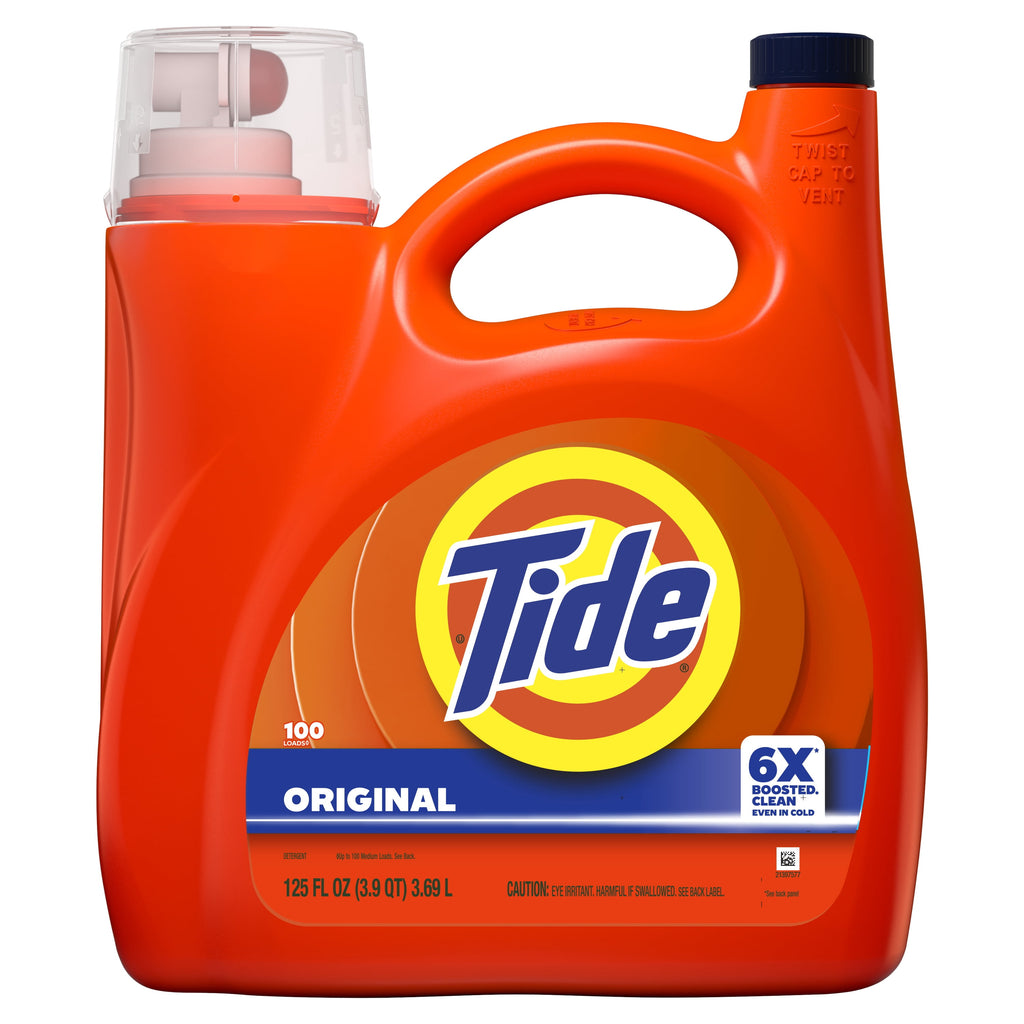 Tide Laundry Detergent Liquid with 6X Boosted Cleaning Power, Original Scent, 125 fl oz, 100 Loads