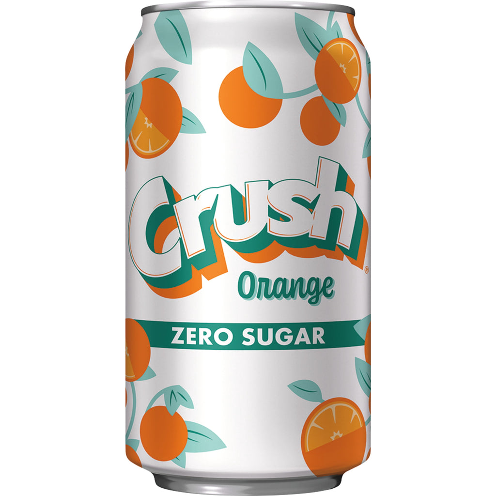 Crush Caffeine Free Zero Sugar Orange Soda Pop, 12 fl oz, 12 Pack Cans