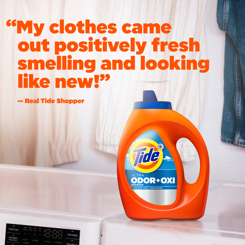 Tide Ultra Odor Defense Plus Oxi Liquid Laundry Detergent, 55 fl oz, 39 Loads
