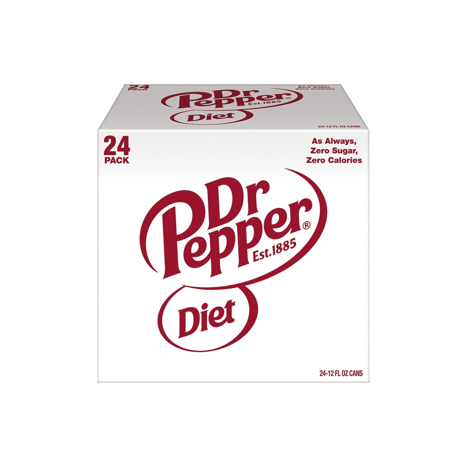 Diet Dr Pepper Soda Pop, 12 fl oz, 24 Pack Cans
