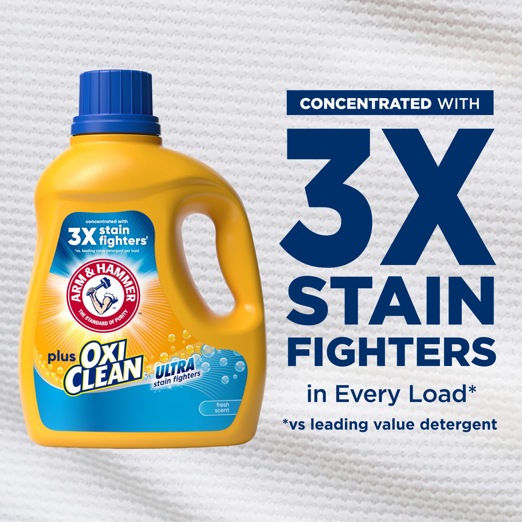 ARM & HAMMER Plus OxiClean Ultra Stain Fighters Liquid Laundry Detergent, Fresh Scent, 96.2 Fl Oz