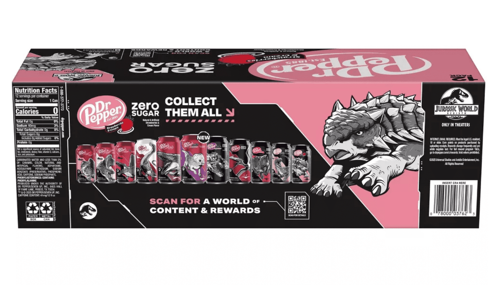 Dr Pepper Zero Sugar Strawberries and Cream Soda Pop, 12 fl oz, 12 Pack Cans