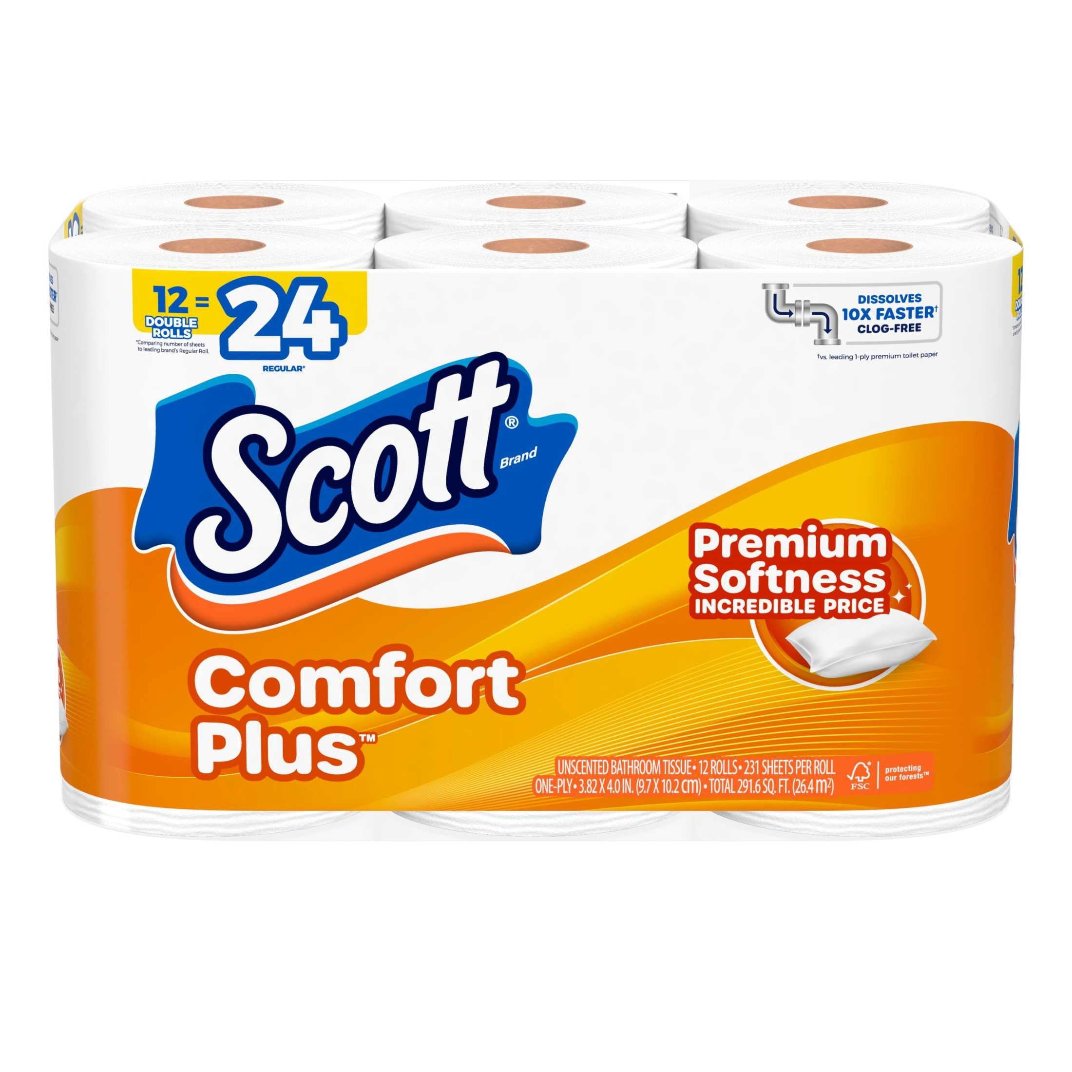 Scott Comfort Plus Toilet Paper, 12 Triple Rolls