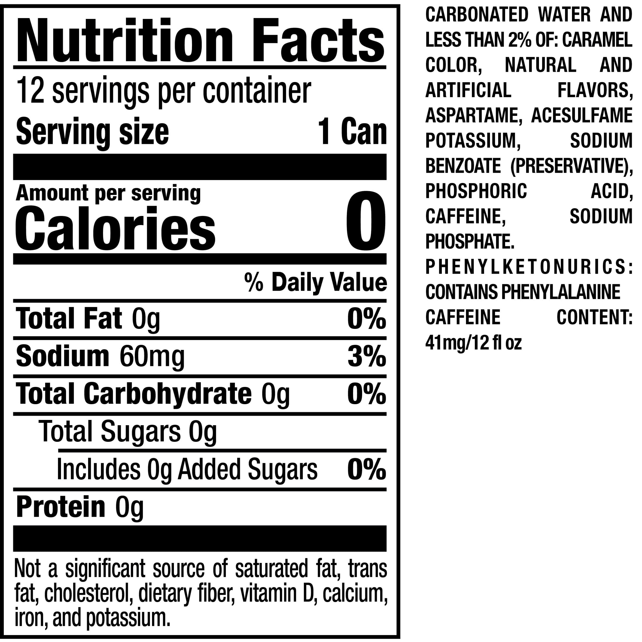 Dr Pepper & Cream Zero Sugar Soda Pop, 12 fl oz, 12 Pack Cans